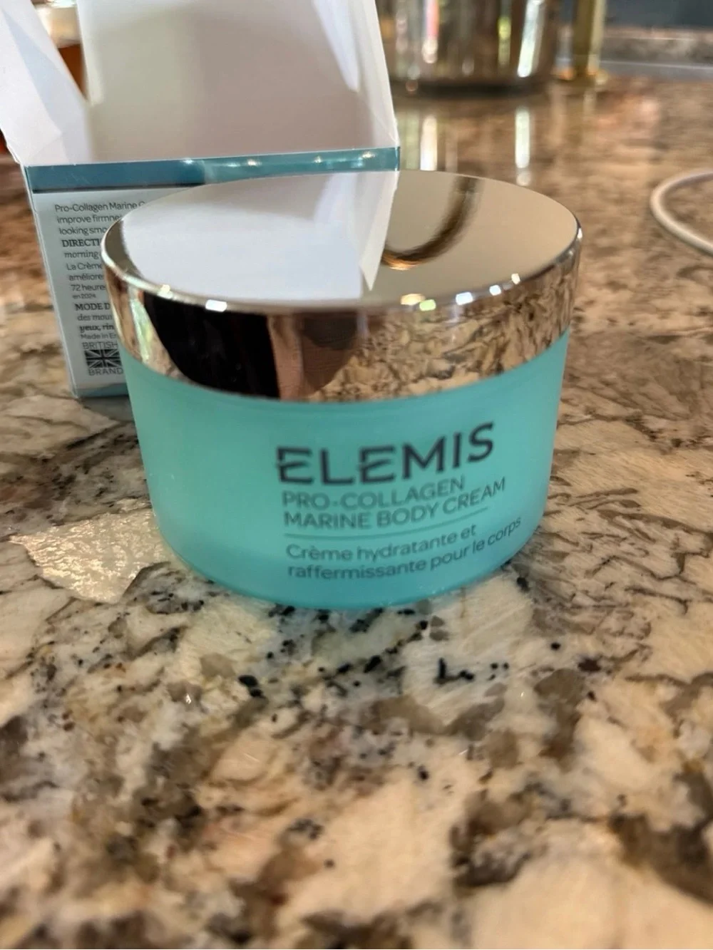 ELEMIS Pro-Collagen Marine Body Cream — Aqua Blue Jar with Silver Lid